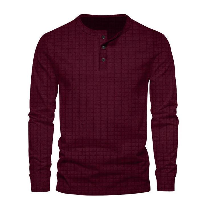 Men's long sleeve shirt with textured fabric and button placket Lisslune
