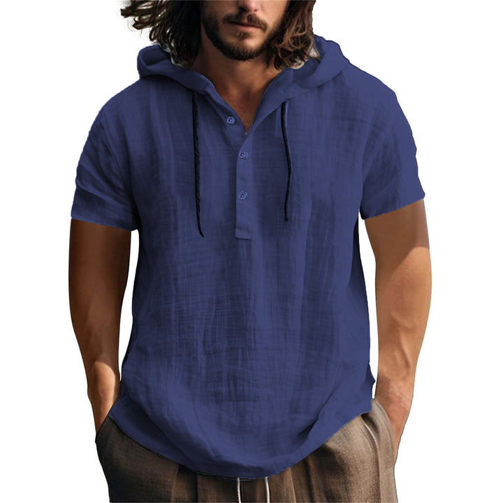 Men's casual hoodie shirt with button placket and comfortable cotton quality Lisslune