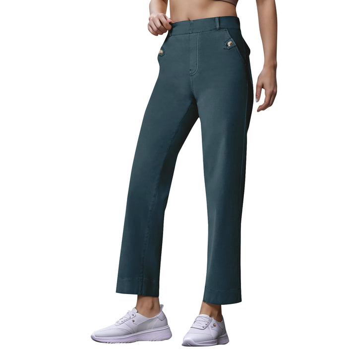 Damen Weite High-Waist Hose mit modischen Knopfdetails Lisslune