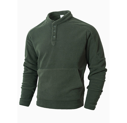 Men's Cozy Fleece Sweater with Button Placket Lisslune