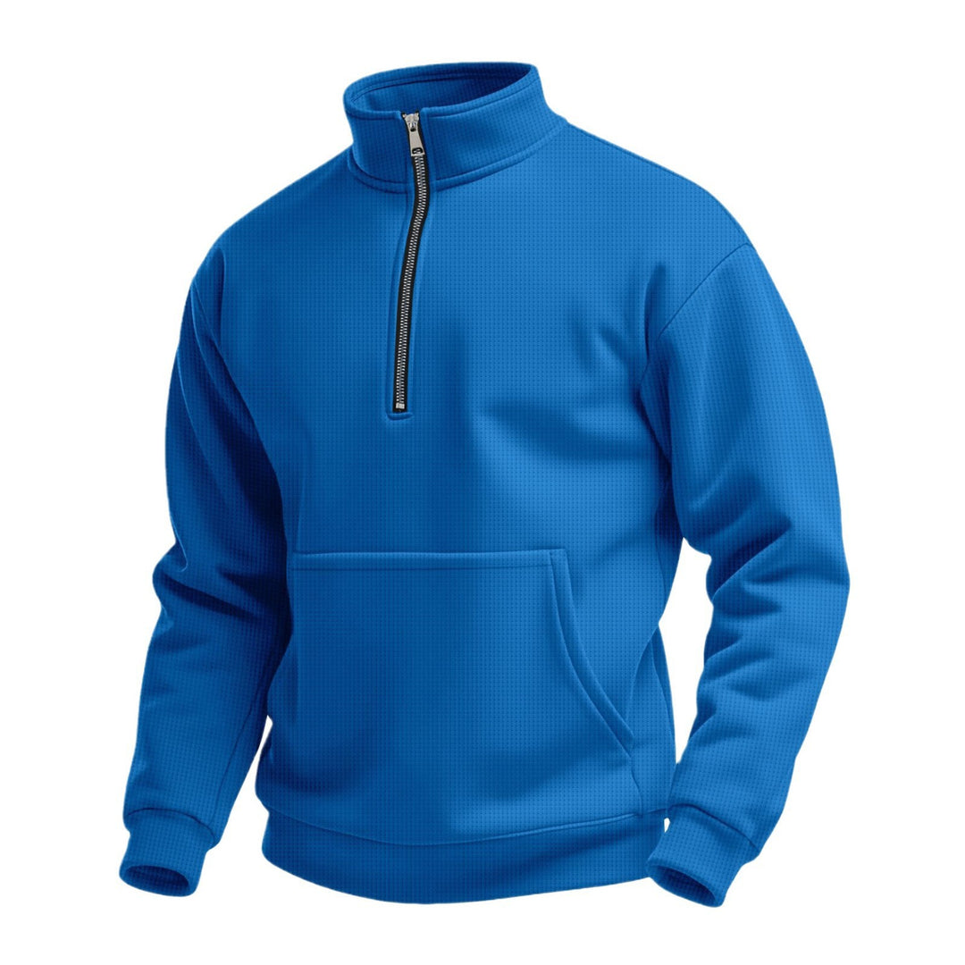 Men's fleece pullover with stand-up collar and practical kangaroo pocket Lisslune