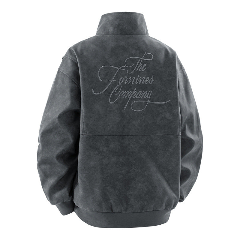 Men's synthetic leather jacket in modern cut with functional zip pockets Lisslune