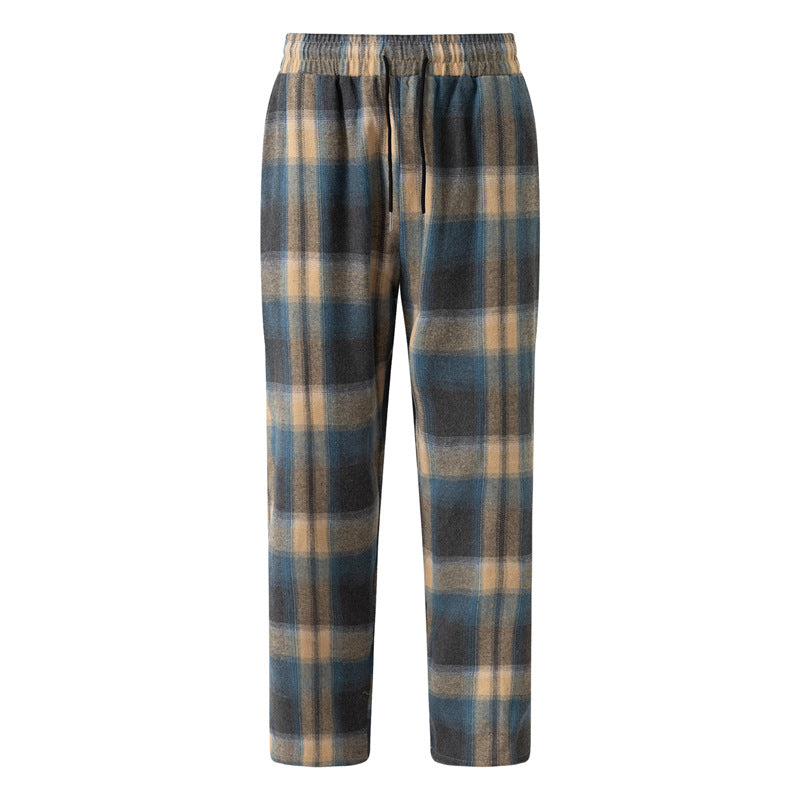 Men's comfortable flannel pants with practical side pockets and elastic waistband Lisslune
