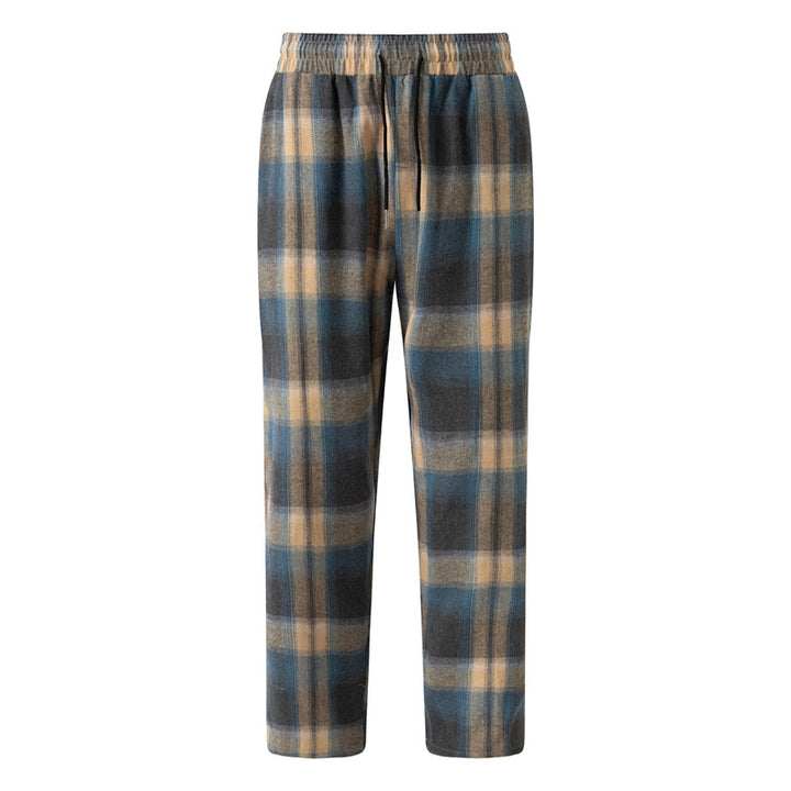 Men's comfortable flannel pants with practical side pockets and elastic waistband Lisslune