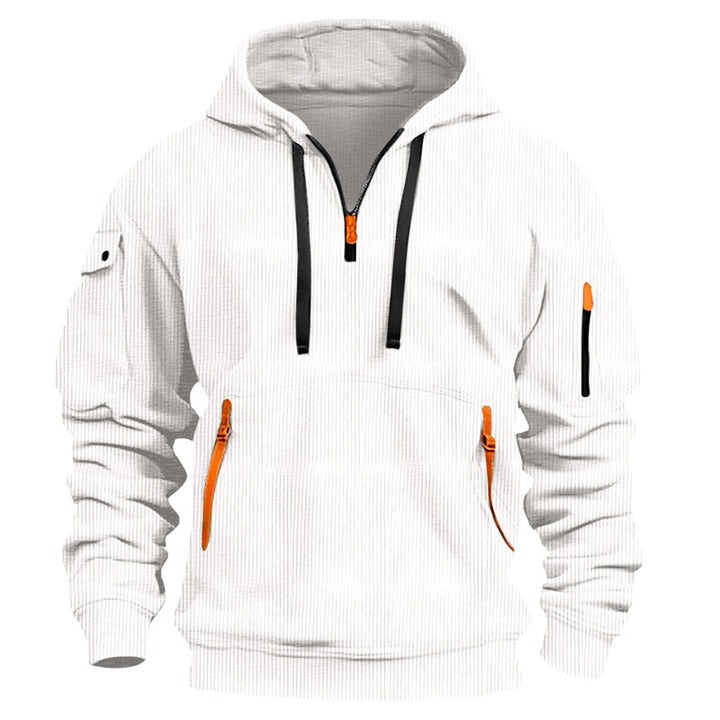 Men's leisure hoodie with kangaroo pocket and two-way zipper Lisslune