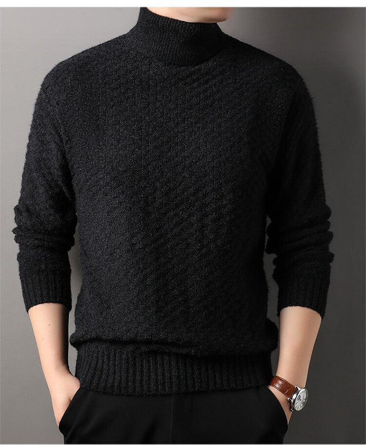 Men's knit sweater with high collar and textured design Lisslune