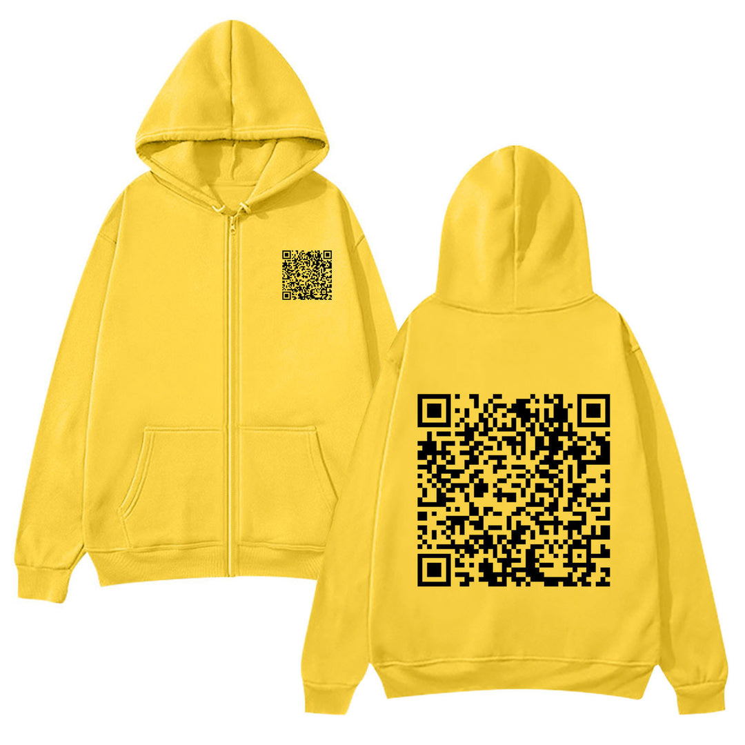 Women's hoodie jacket with QR code design and soft fleece Lisslune