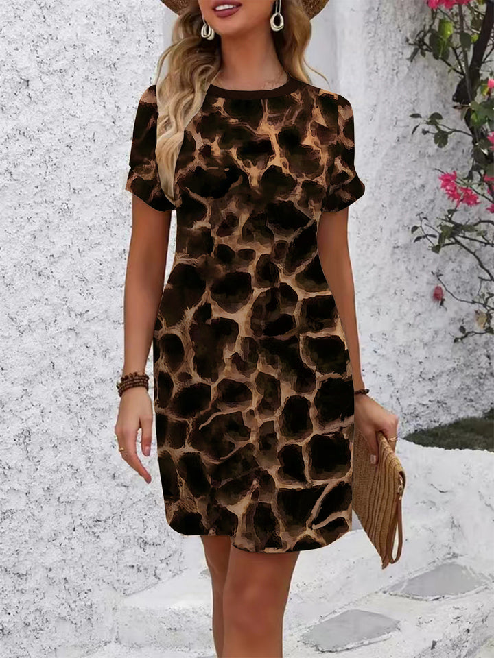 Women casual short sleeve dress with floral motifs and comfortable cut Lisslune