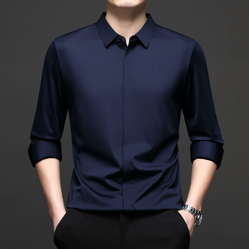 Men's Elegant Long Sleeve Shirt with Modern Cut and Breathable Surface Lisslune