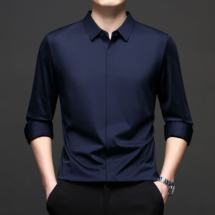 Men's Elegant Long Sleeve Shirt with Modern Cut and Breathable Surface Lisslune
