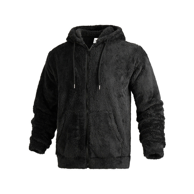 Men's Cozy Training Jacket with Hood and Soft Fleece Lining Lisslune