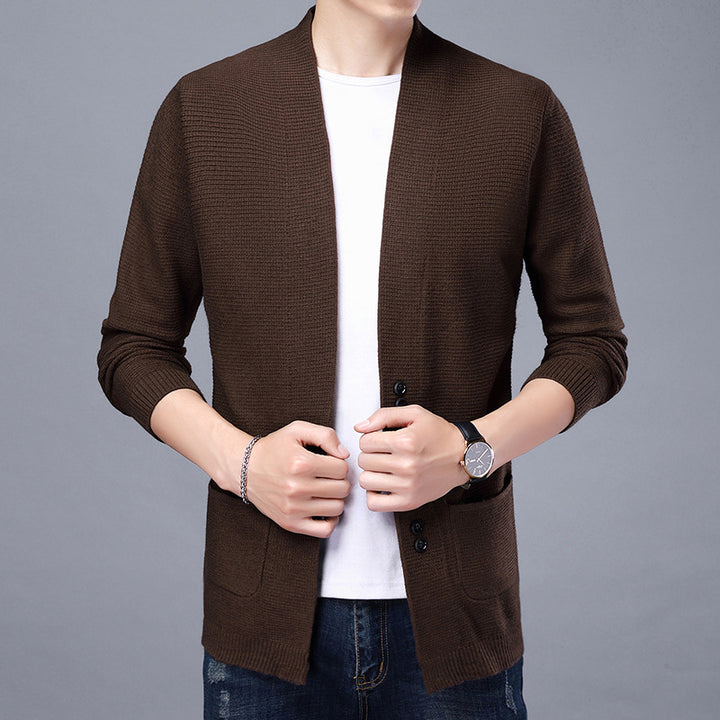 Men's cardigan with casual shawl collar and patch pockets Lisslune