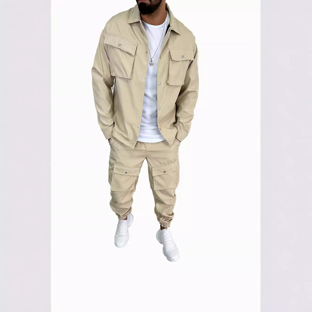 Men's Cargo Shirt and Pants Set with Practical Pockets and Stylish Cut Lisslune