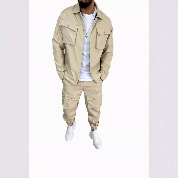 Men's Cargo Shirt and Pants Set with Practical Pockets and Stylish Cut Lisslune