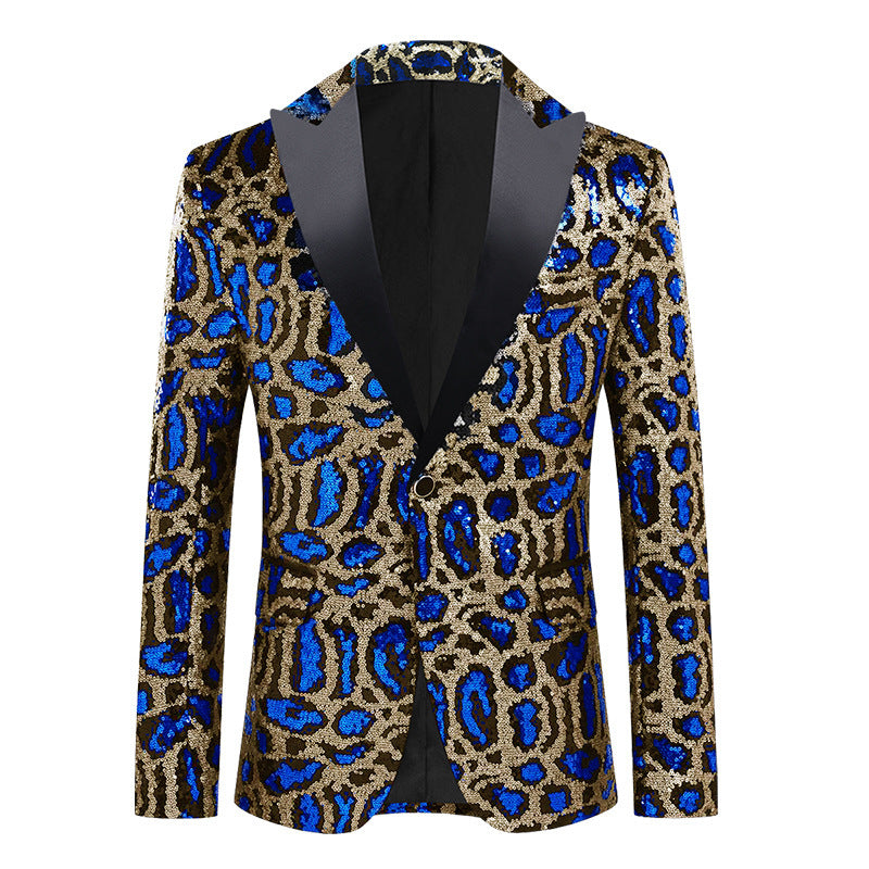 Men's elegant sequin suit blazer with modern leopard print Lisslune
