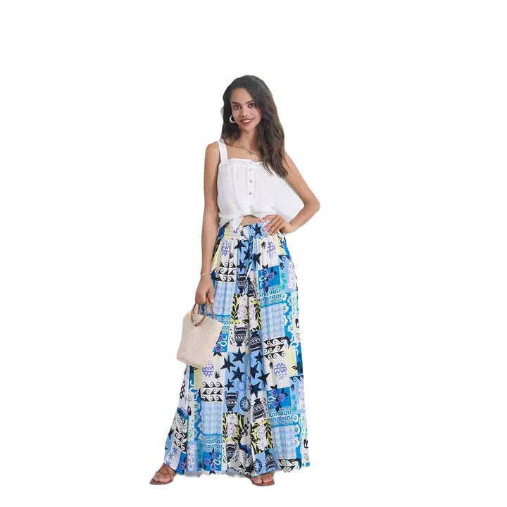 Women's maxi skirt with unique graphic pattern and elastic waistband Lisslune