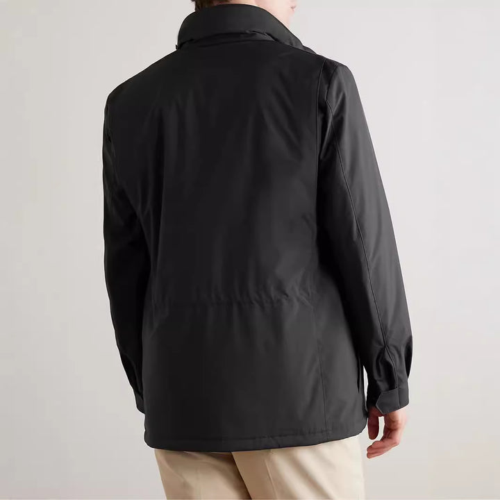 Men's practical transitional jacket with high collar and patch pockets Lisslune