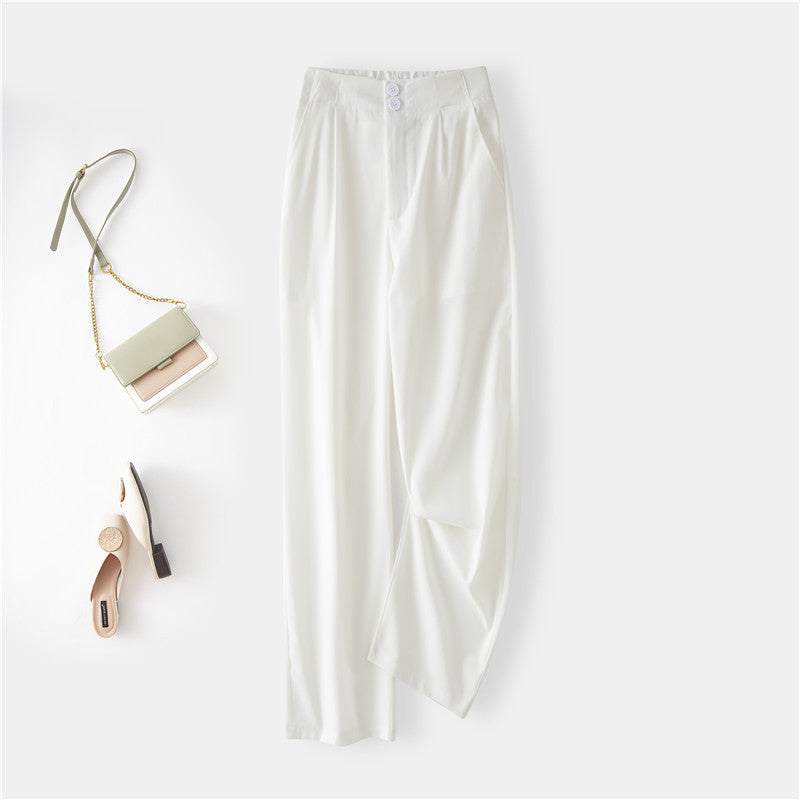 Women Elegant Chino Pants with High Waist and Side Pockets Lisslune