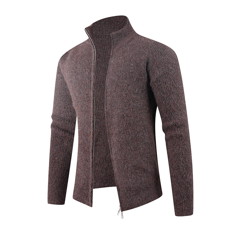 Men's knitted sweater with modern zipper and structured texture Lisslune