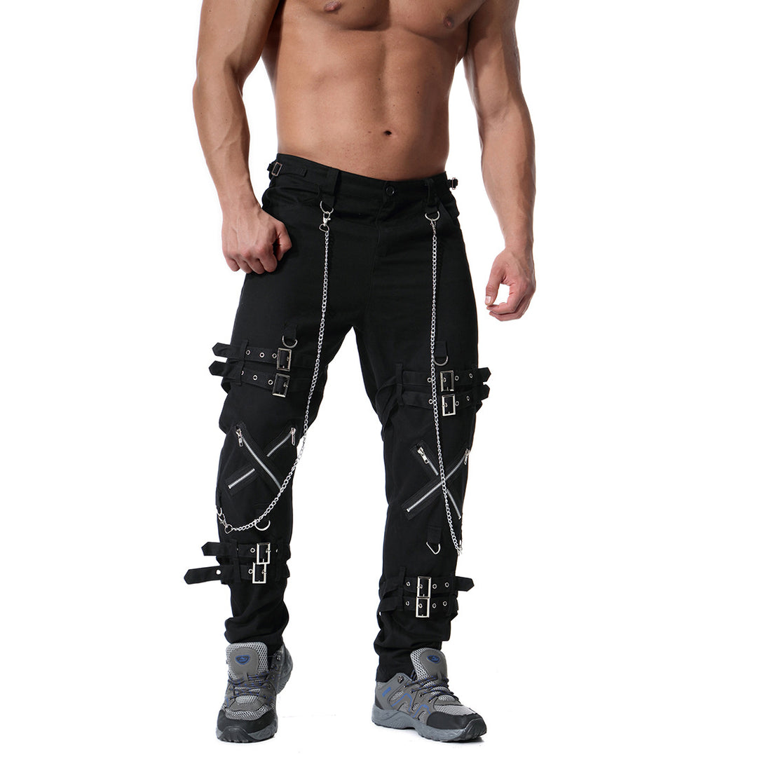 Men's cargo pants with versatile cut and striking buckles Lisslune