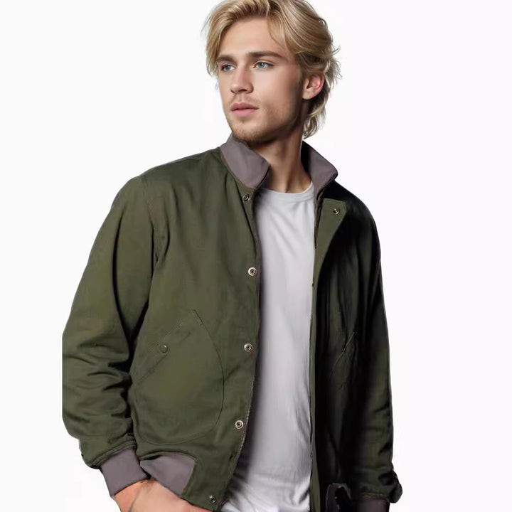 Men's casual transitional jacket with high collar and practical pockets Lisslune