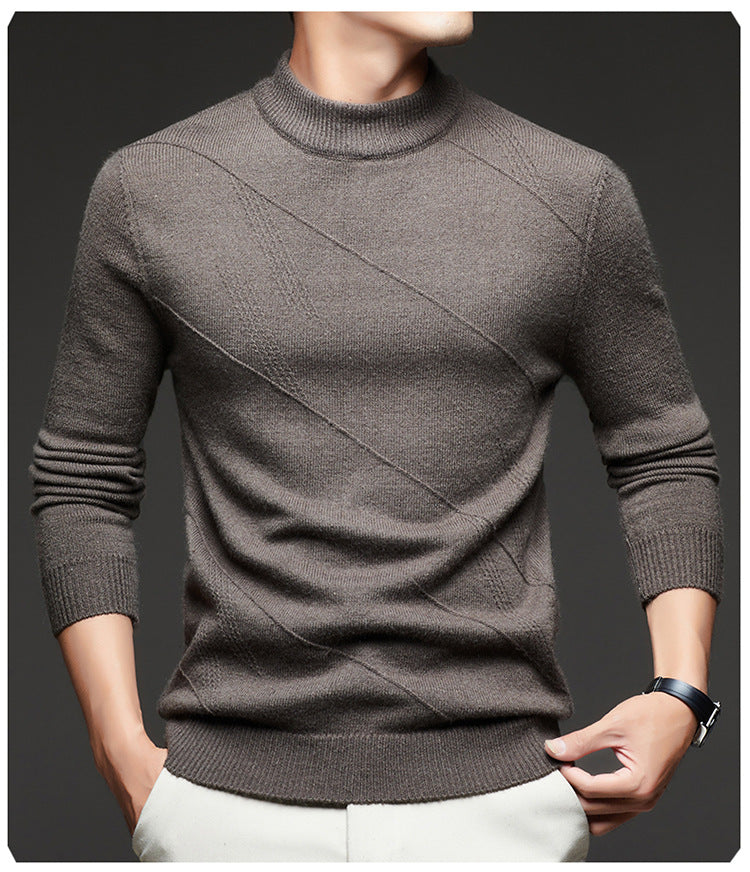 Men's elegant round neck pullover with textured design Lisslune