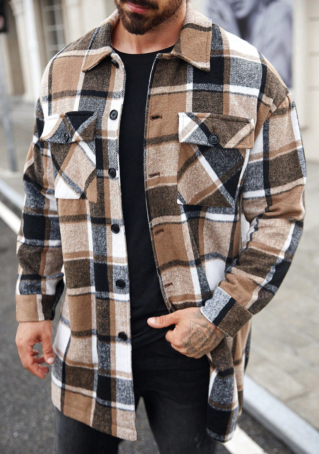 Men's Checked Flannel Jacket Lisslune