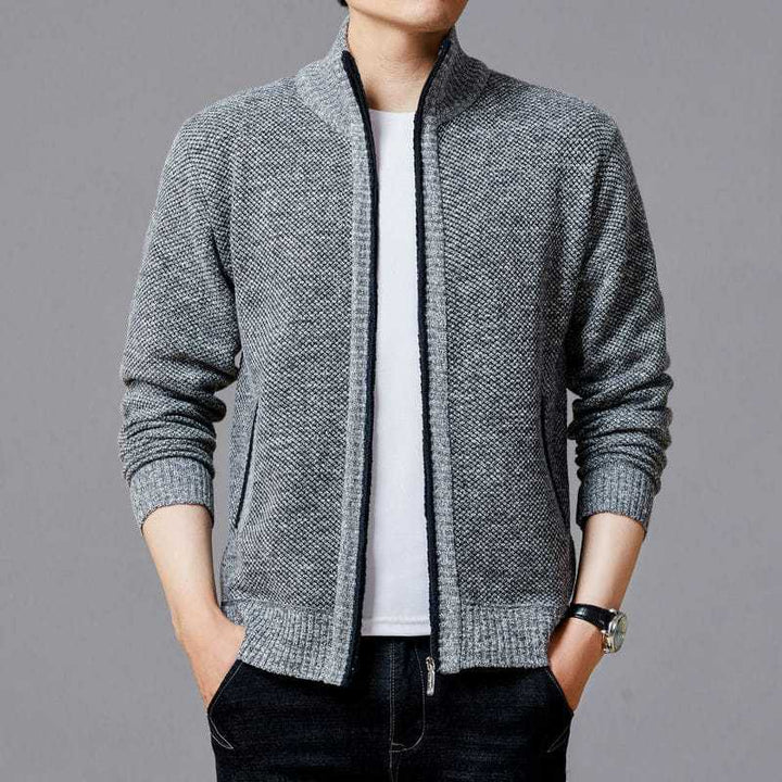 Men's Cardigan with High Collar and Luxurious Lining Lisslune
