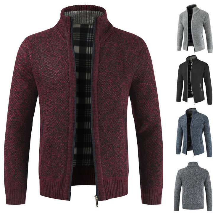 Men's cardigan with high collar and side pockets Lisslune