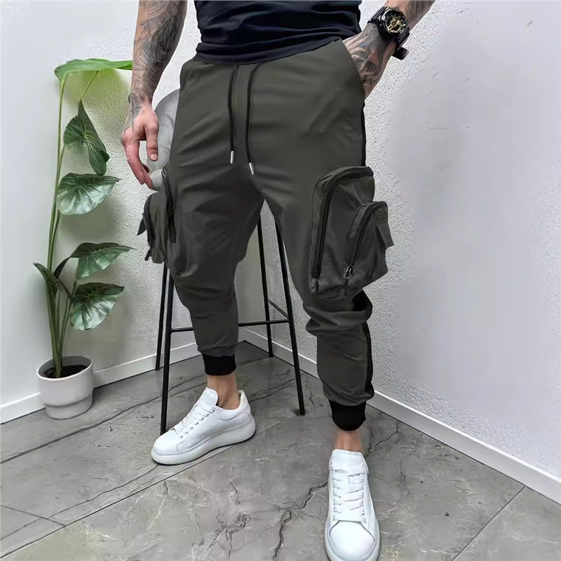 Men's cargo joggers with multifunctional zip pockets and elastic waistband Lisslune