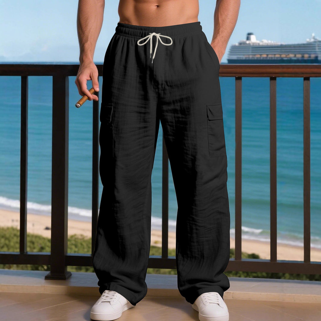 Men's relaxed cargo pants with elastic waistband and practical side pockets Lisslune
