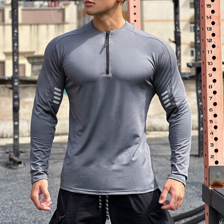 Men's functional long sleeve shirt with high collar and innovative zipper Lisslune
