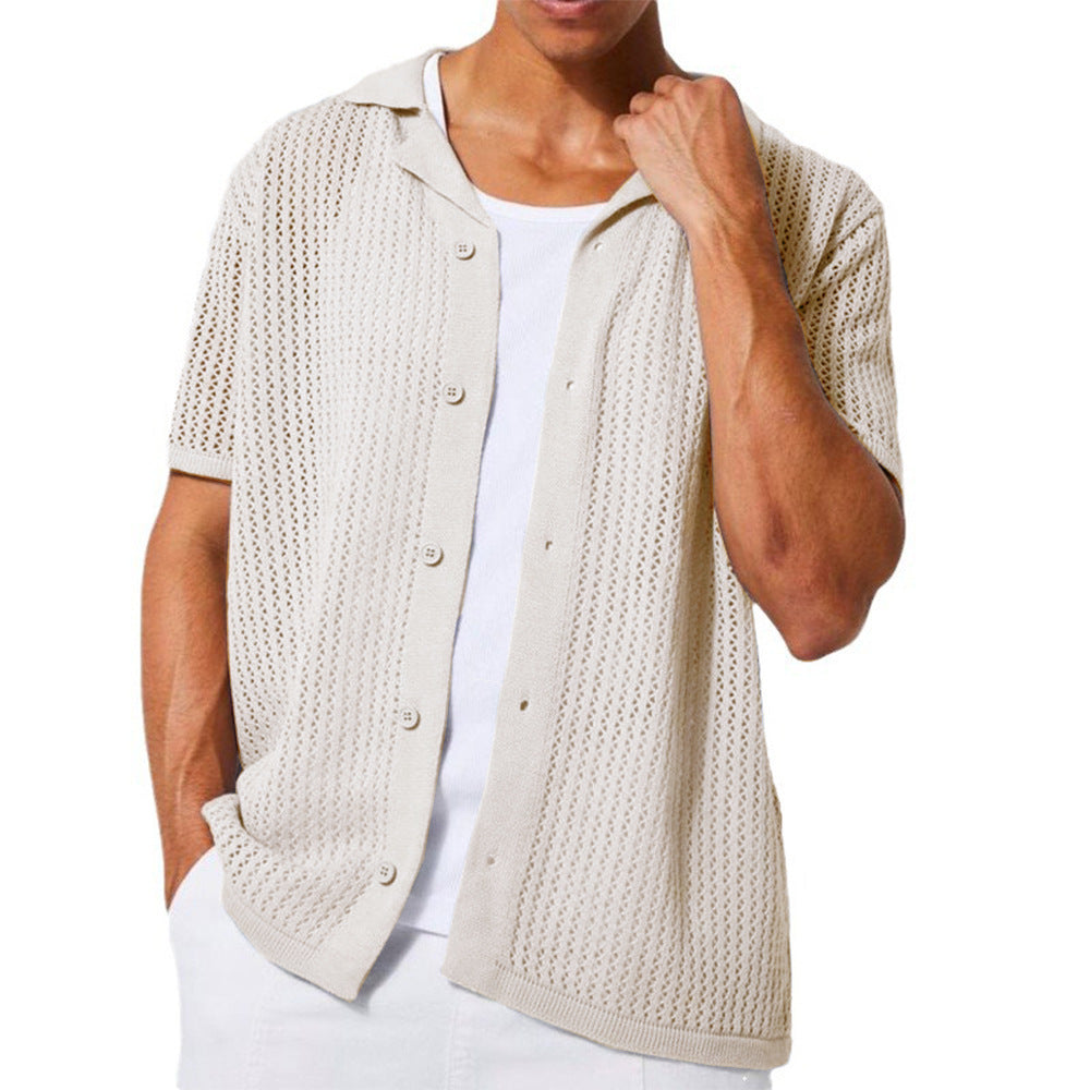 Men's breathable short-sleeve knitted shirt with open design Lisslune