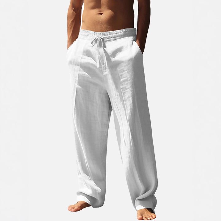 Men's Casual Linen Pants with Elastic Waistband and Side Pockets Lisslune