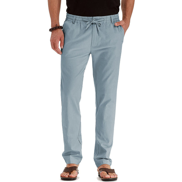 Men's Relaxed Fit Linen Pants with Elastic Waistband and Comfortable Fit Lisslune
