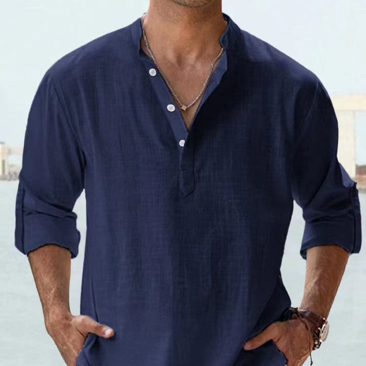 Men's half-sleeve shirt with Henley neckline and casual fit Lisslune
