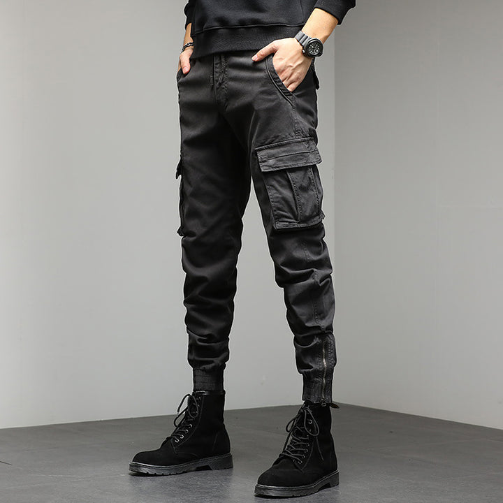 Men's cargo pants with elastic waistband and practical side pockets Lisslune
