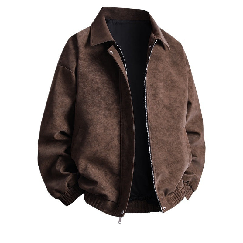 Men's synthetic leather bomber jacket with casual cut and practical pockets Lisslune