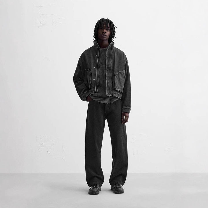 Men's Denim Bomber Jacket Lisslune