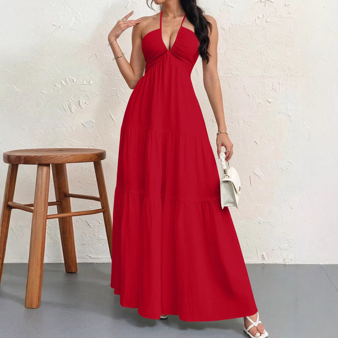 Women’s maxi dress with deep V-neckline and airy silhouette Lisslune