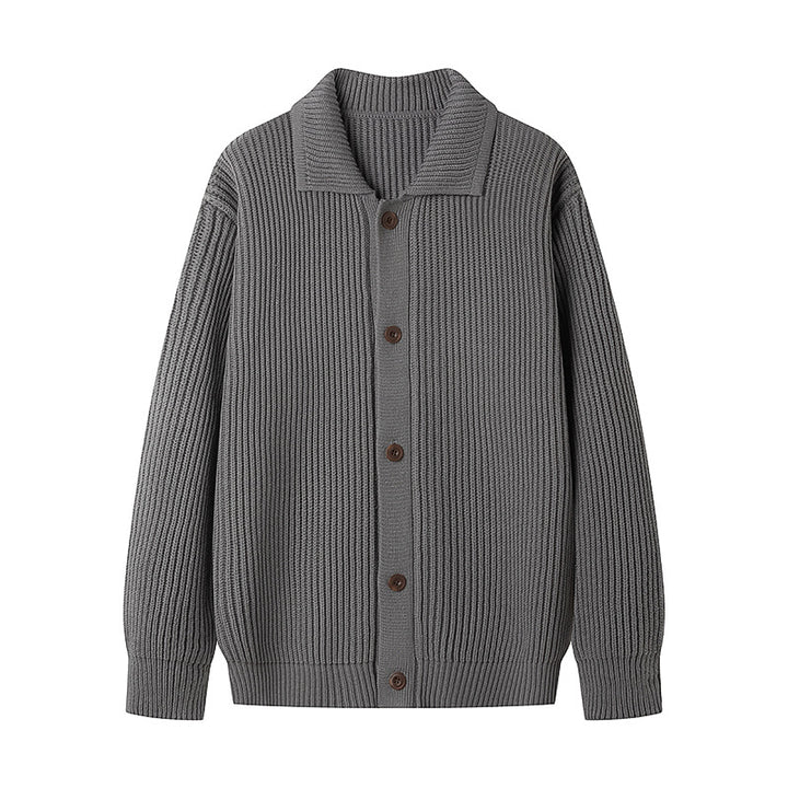 Men's Cardigan with Comfortable Button Placket and Modern Rib Design Lisslune