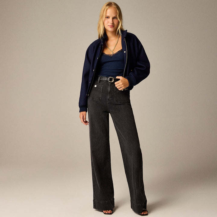 Damen Weite Komfortable Jeans mit hohen Bund Lisslune