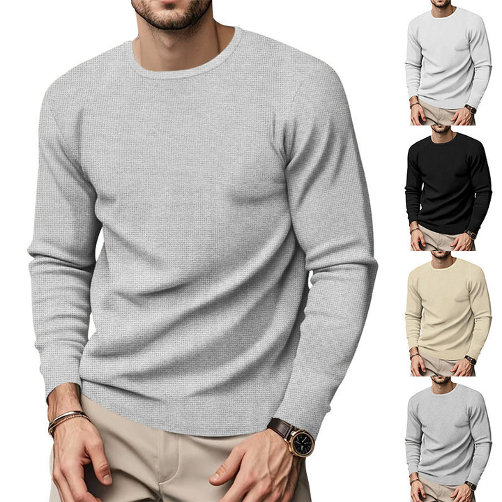 Men's round neck pullover with textured design and fashionable cut Lisslune