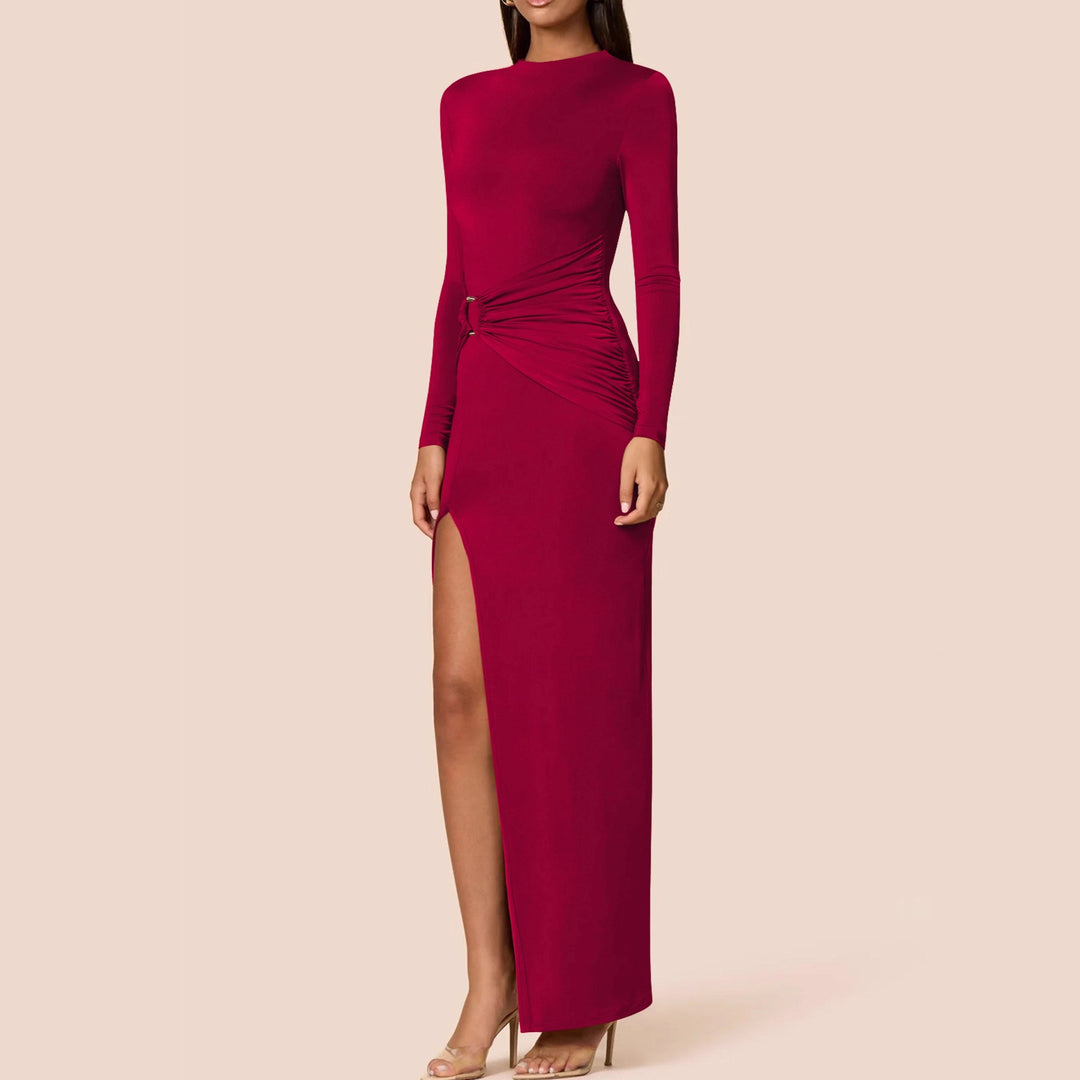 Damen Elegantes Maxikleid mit figurbetonendem Schnitt und hohem Schlitz Lisslune