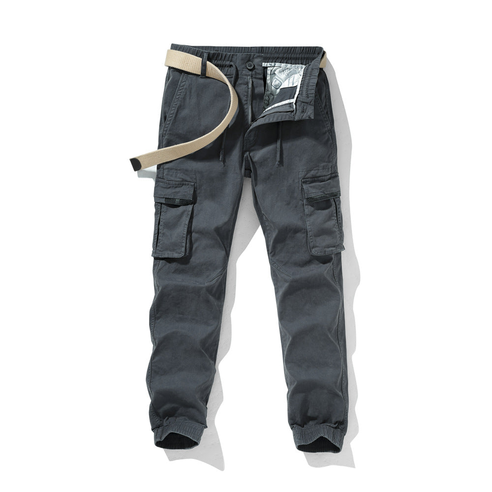 Men's Cargo Pants with Elastic Waistband and Multiple Pockets Lisslune