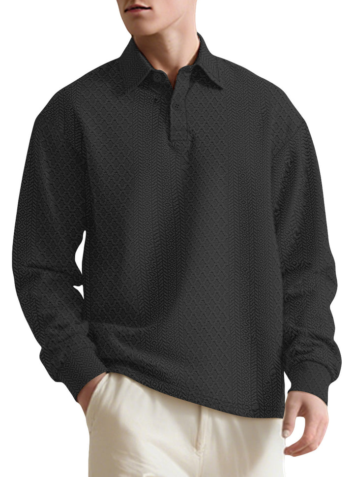Men's fashionable long-sleeve shirt with textured surface and elegant button placket Lisslune