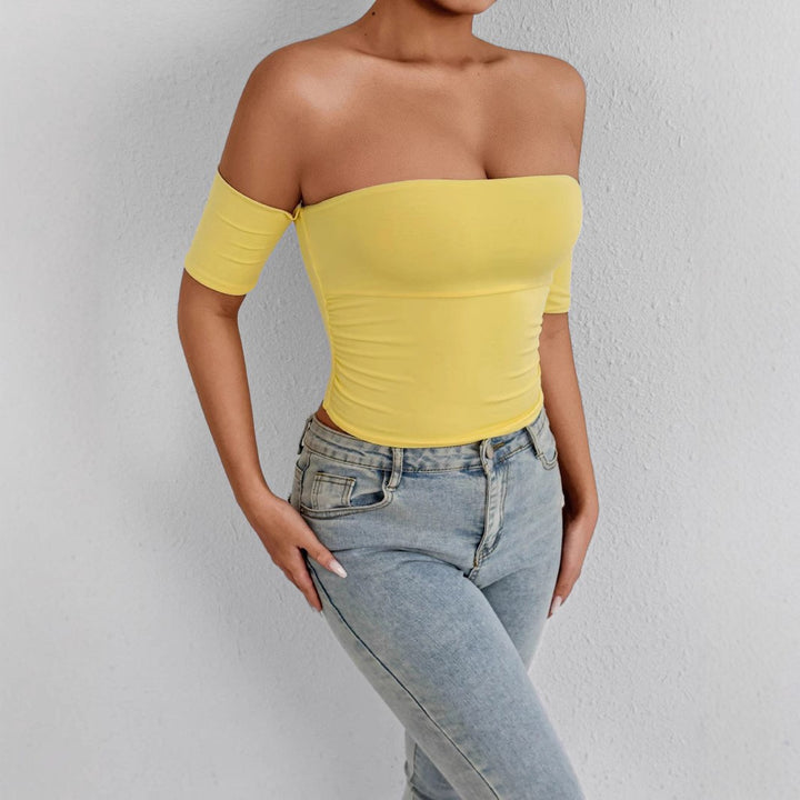 Damen Off-Shoulder Bluse aus elastischem Material mit figurformendem Schnitt Lisslune
