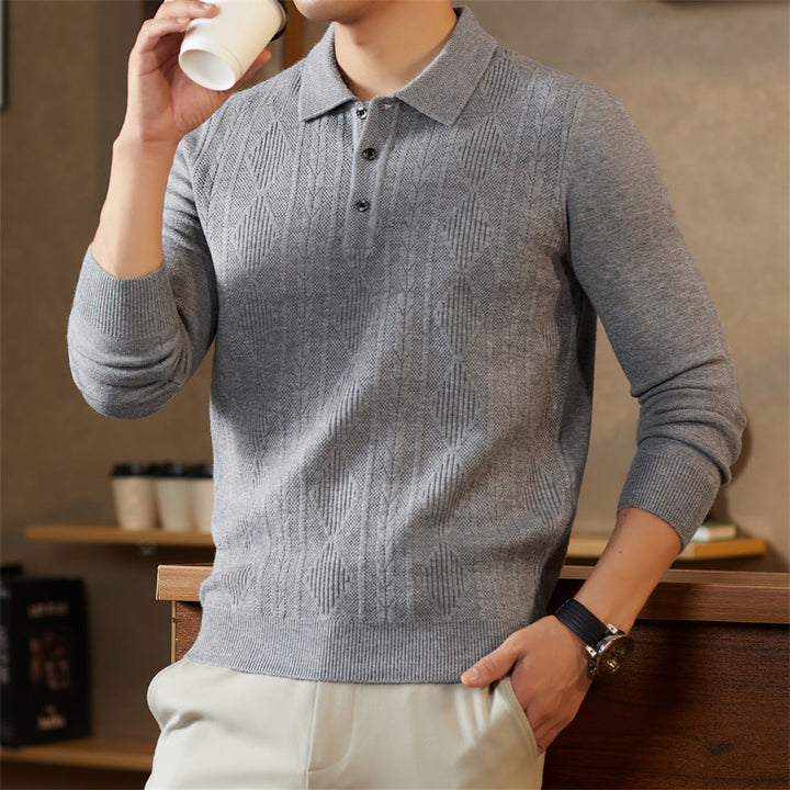 Men's Fashionable Knitted Sweater with Sophisticated Diamond Pattern Lisslune