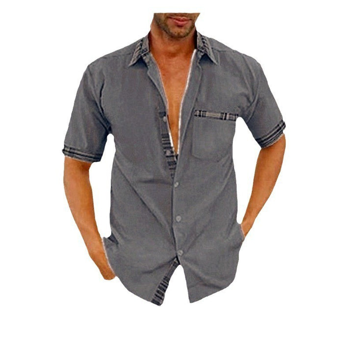 Men's short-sleeve shirt with modern check design and practical patch pocket Lisslune