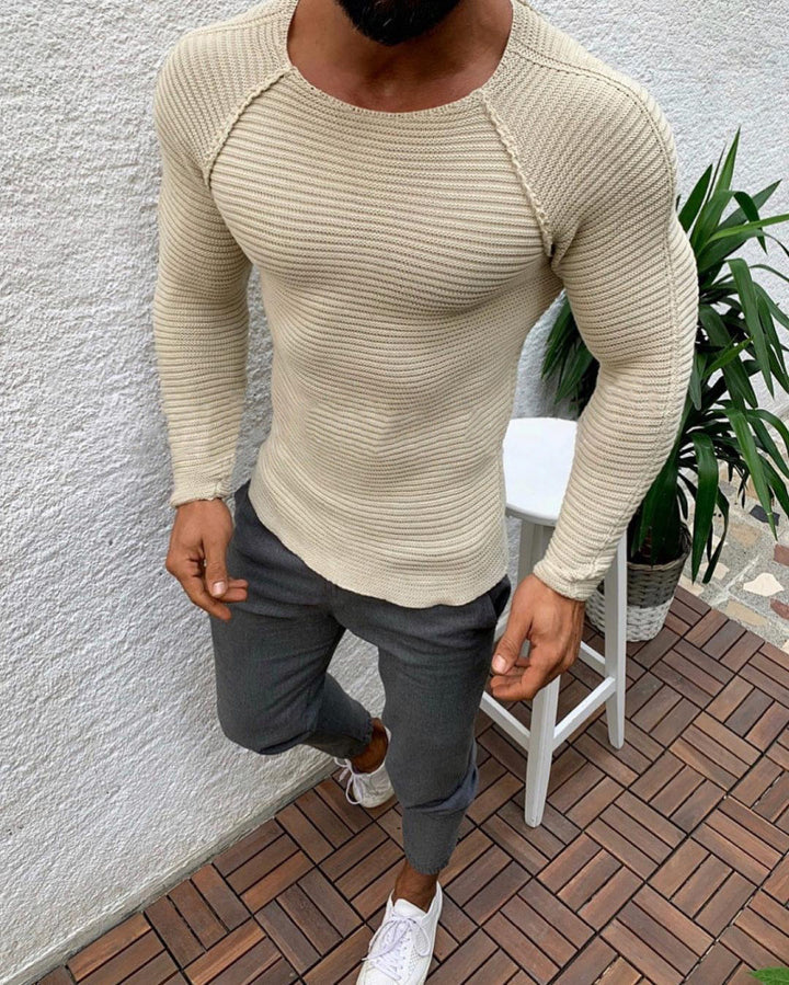 Men's close-fitting knit top with breathable texture and fashionable design Lisslune